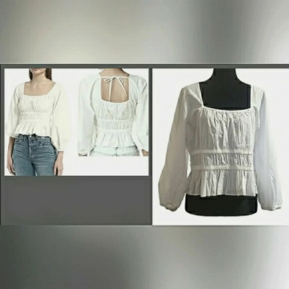 White XL Peasant Cotton Prairie Milkmade Cottagecore Top - Picture 2 of 6